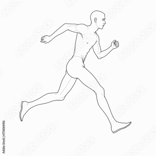 Dynamic Line Art Illustration of a Running Figure Capturing Motion and Energy in Minimalist Style