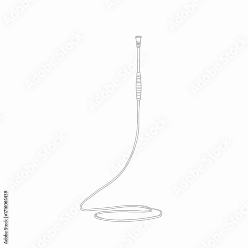 Detailed Illustration of a Flexible Shower Hose with Adjustable Head and Modern Design on a Clean White Background