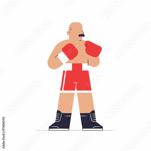 Determined boxer stands ready for a fight, showcasing strength, resilience, and the spirit of competition, a dynamic image for sports and motivation