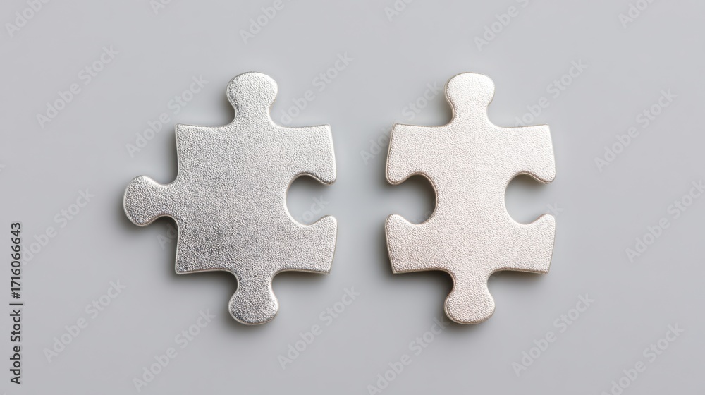 Obraz premium Two puzzle pieces are shown side by side