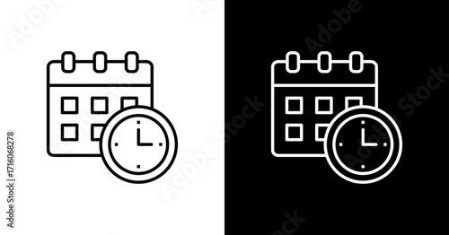 Schedule White Icon Set Design