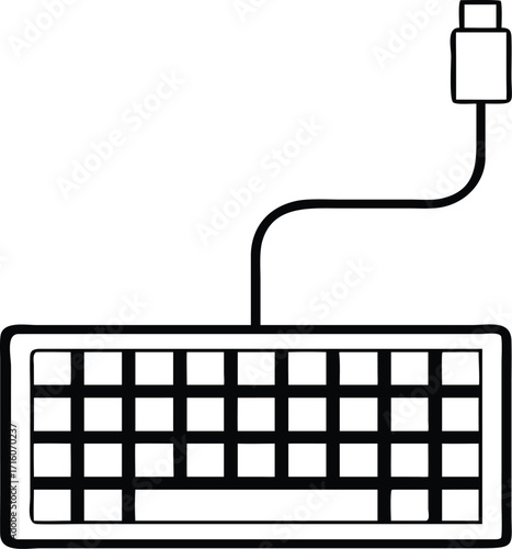 Modern computer keyboard with usb connector for digital data input and typing tasks vector