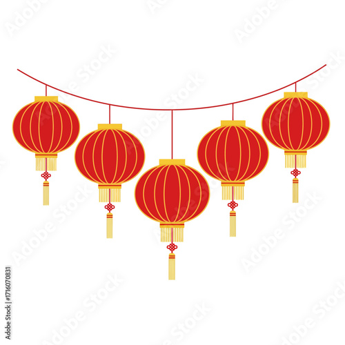 A vector illustration of traditional Chinese lanterns symbolizing prosperity,