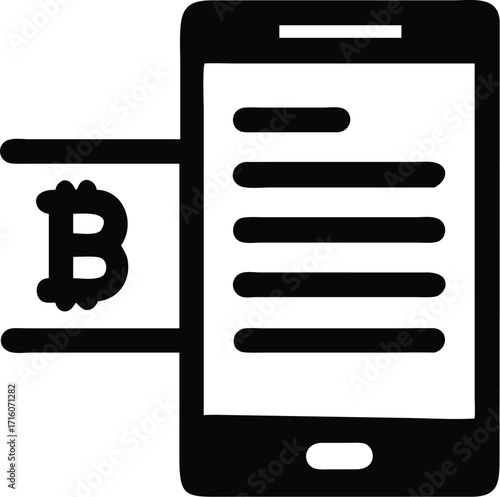 Smartphone displaying bitcoin transaction information and mobile wallet interface vector