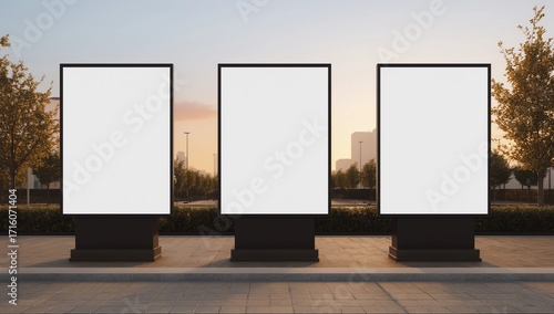 three vertical outdoor billboards 