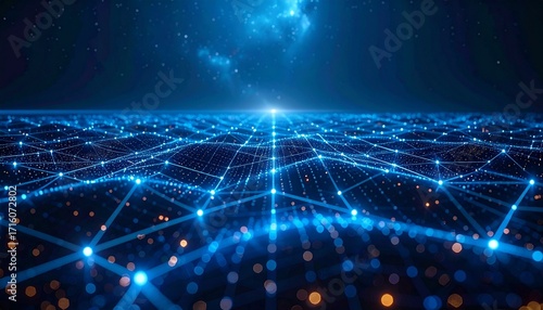 Digital Grid Over Futuristic Terrain