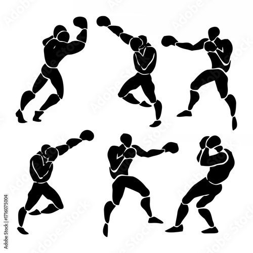 Boxing match silhouette of pr...