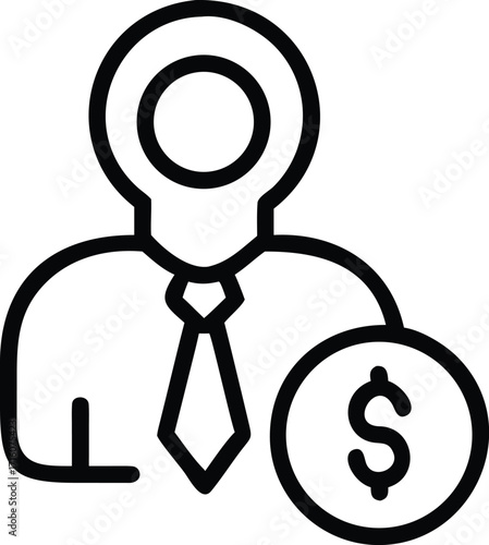 Icon of a person in a suit with a dollar sign, representing financial success, investment, or business earnings