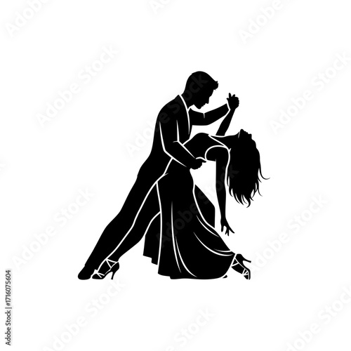 Passionate tango dancers in elegant silhouette, perfect for event designs