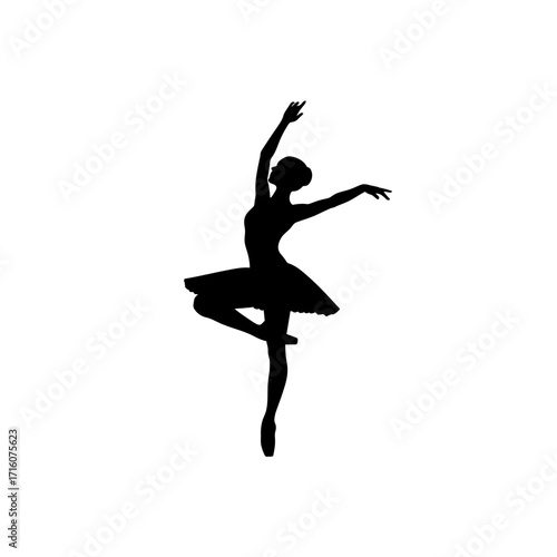 Elegant ballerina silhouette in graceful pose for dance and performance art