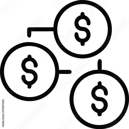 Financial diagram showing interconnected dollar symbols representing money flow and investment strategy