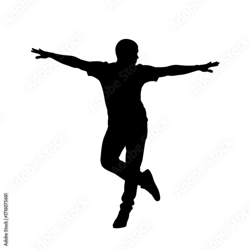 Dynamic silhouette of a dancer strikes a stylish pose with open arms