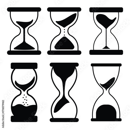 Hourglass icon set. Sandglass icons on transparent background.  Sandglass vector icons. Vector illustration.