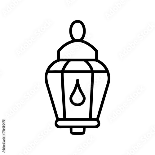 Vintage lantern outline design with teardrop detail concept of Halloween  