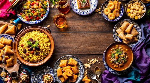 baklava, tagine, harira, makrout, chebakia, ghriba, sellou, couscous