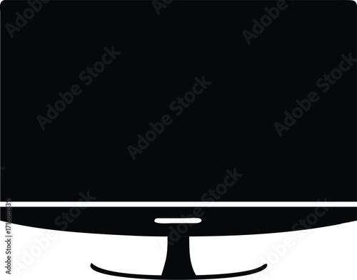 Modern computer monitor display screen with stand digital technology icon symbol vector