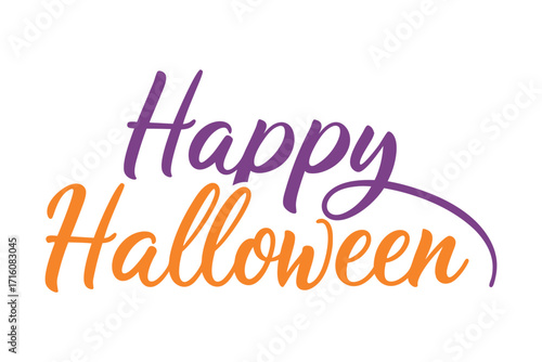 Happy Halloween vector text banner illustration. Happy Halloween design, background graphic. Featuring black and orange bats suitable for placing over Halloween cards, social media and poster