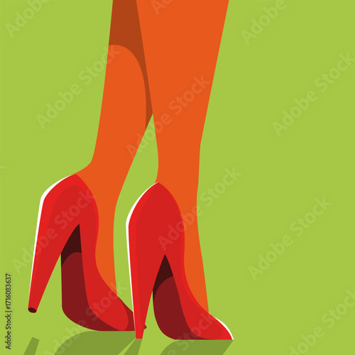 Female legs with red high heels