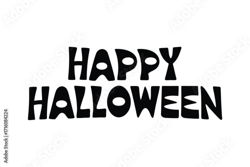 Happy Halloween vector text banner illustration. Happy Halloween design, background graphic. Featuring black and orange bats suitable for placing over Halloween cards, social media and poster