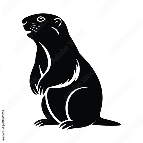 Elegant silhouette of a standing prairie dog against a clean white background graphic design