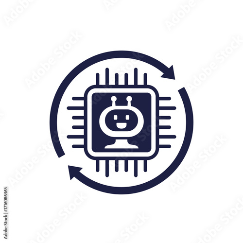 AI agent icon, artificial intelligence and technology