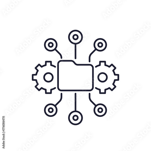 active directory line icon with a folder on white