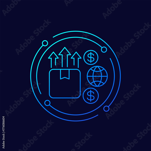 export and global trade icon, linear design