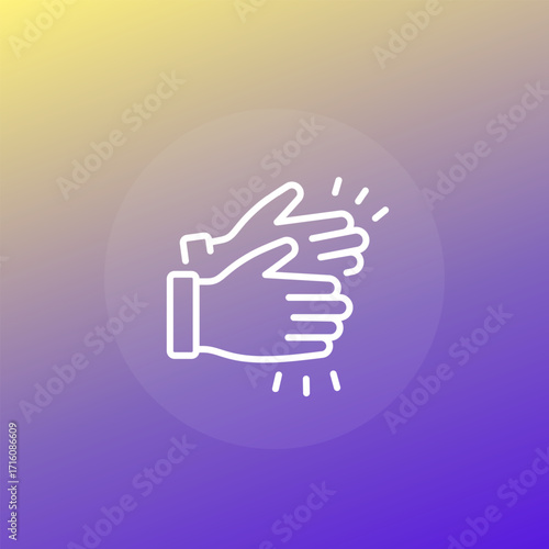 clapping hands icon, line design