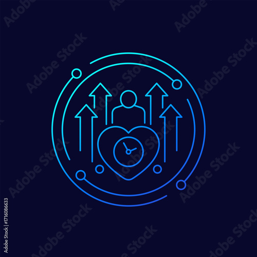 increase lifespan and vitality icon, linear design