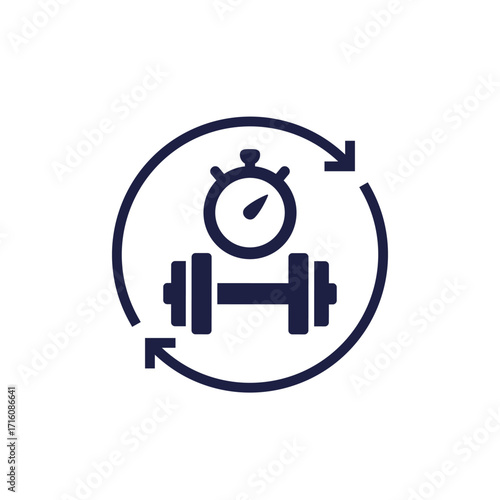 endurance training icon with dumbbell, workout and fitness