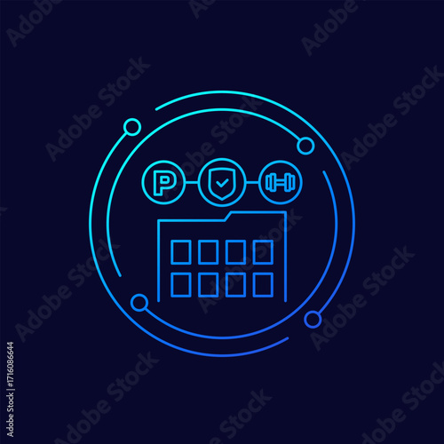 facility services, building amenities icon, linear design