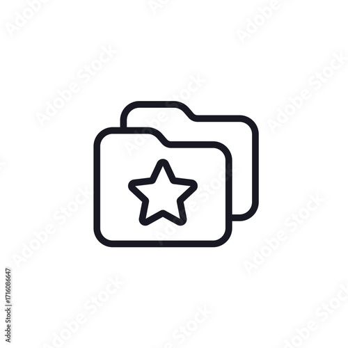 favorite folder line icon on white