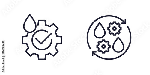 lubricant line icons with gears