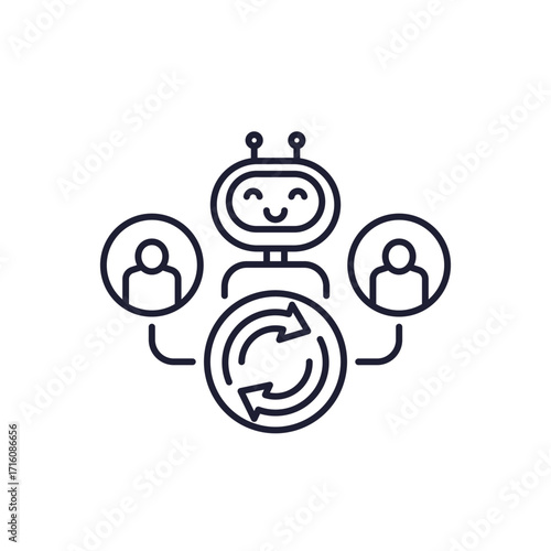lead generation with AI line icon on white