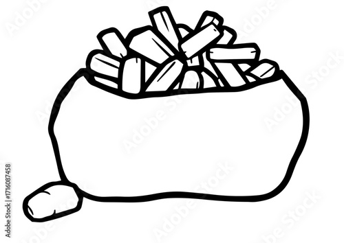 Bag of firewood stacked with logs for winter heating  