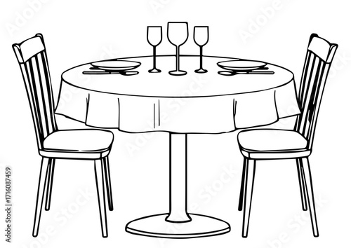 Dining table set with plates and glasses for thanksgiving day  