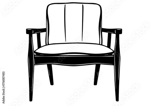 Black and white modern armchair with simple design  