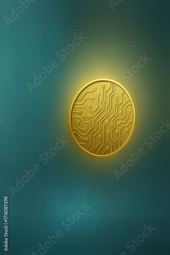 gold coin on blue background