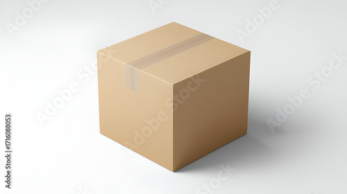 3D vector delivery box with tape isolated for shipping logistics parcel packaging and ecommerce design concept