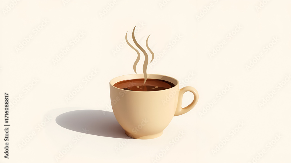 Fototapeta premium 3D vector cup of coffee with steam isolated for beverage cafe drink morning and relaxation design illustration