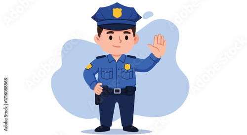 Friendly Cartoon Police Officer Character Illustration.