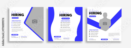 We are hiring job vacancy social media post banner design template with red color Illustration isolated  web banner design.