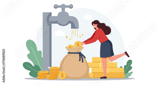 Passive income and cash flow concept illustration.