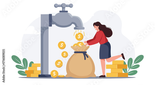 Passive income and cash flow concept illustration