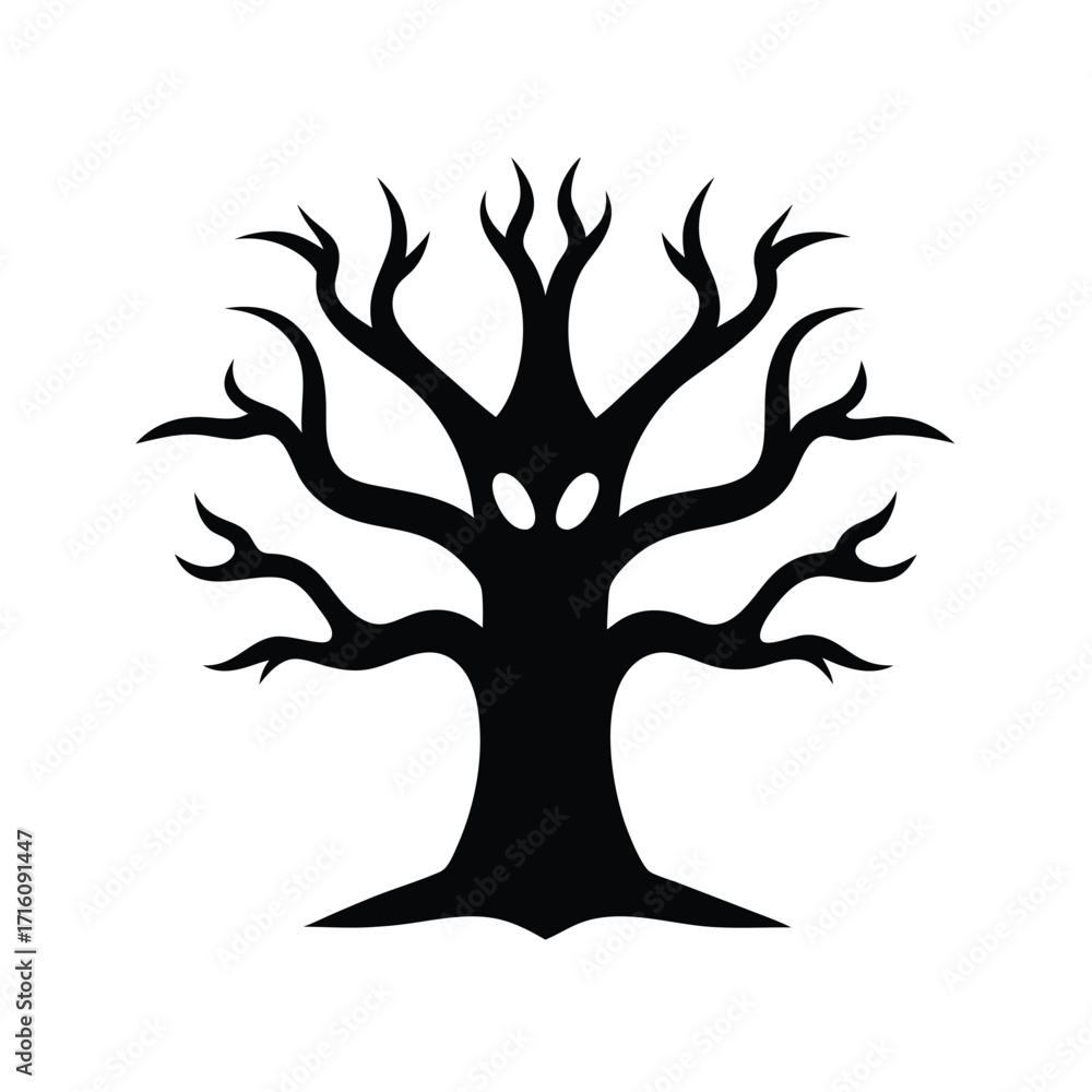 Fototapeta premium Haunted tree vector icon.