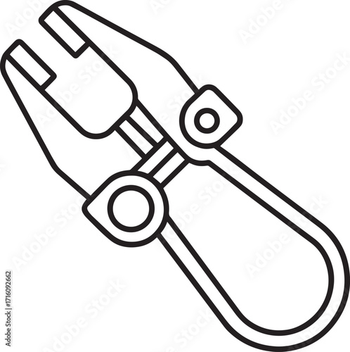 Line drawing of a metal electrical clamp with a loop outline vector illustration