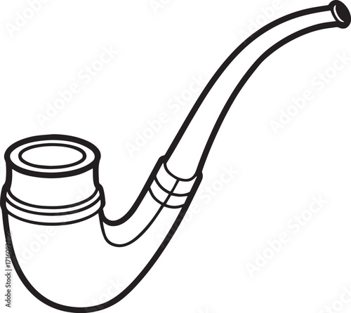 Classic sherlock holmes style smoking pipe outline vector illustration	