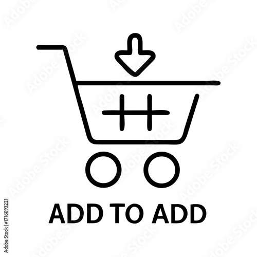 Shopping cart icon with add symbol for online purchases concept  
