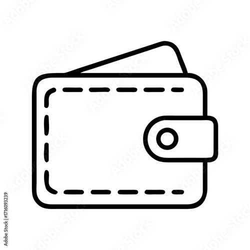 Simple line drawing of a wallet with open flap for shopping  