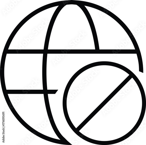 Global Access Denied Icon – No Internet Symbol in Bold Black Design